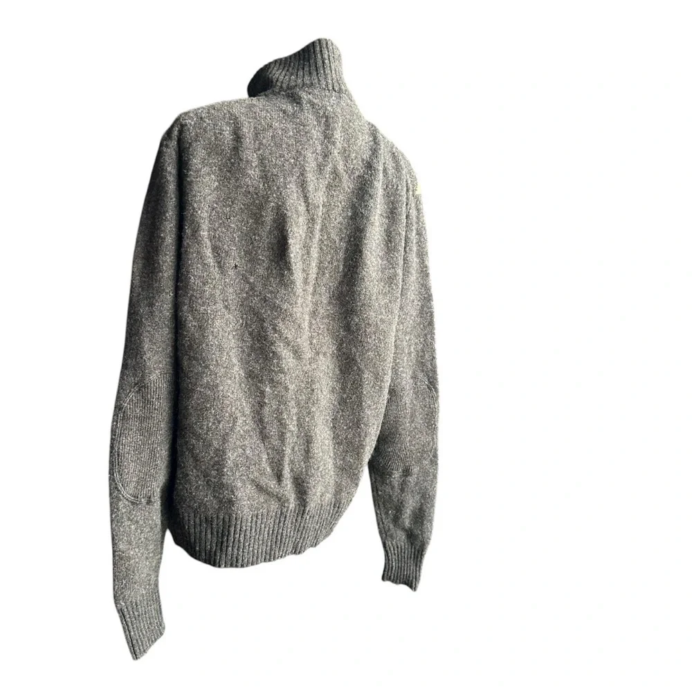 J. Crew Men's Zip Up Wool Sweater - Gray, Cream, and Brown Argyle
